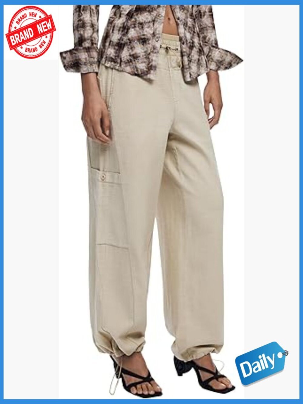 Women's Mid Rise Drawstring Cotton Long Trousers Solid Pants Fall